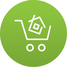 House in shopping basket icon